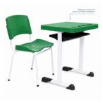 Conjunto Escolar Individual Adulto com Mesa e Cadeira Verde