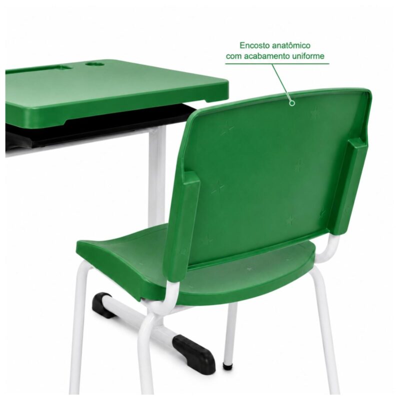 Conjunto Escolar Individual Adulto com Mesa e Cadeira Verde