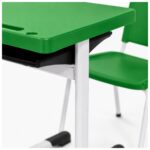 Conjunto Escolar Individual Adulto com Mesa e Cadeira Verde