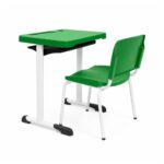 Conjunto Escolar Individual Adulto com Mesa e Cadeira Verde