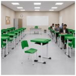 Conjunto Escolar Individual Adulto com Mesa e Cadeira Verde