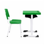 Conjunto Escolar Individual Adulto com Mesa e Cadeira Verde