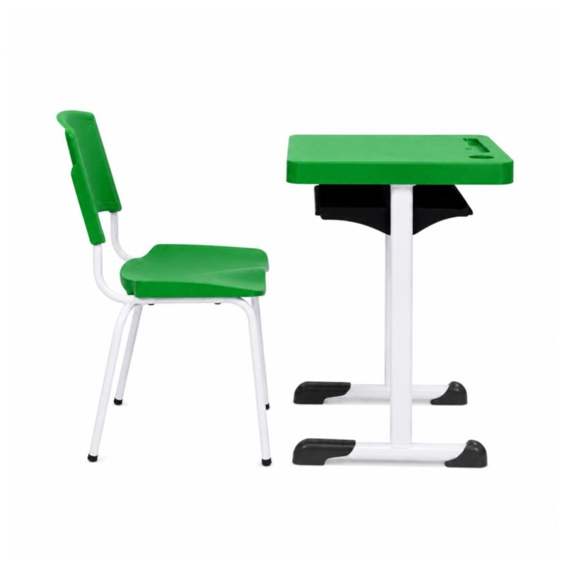Conjunto Escolar Individual Adulto com Mesa e Cadeira Verde
