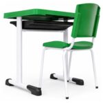 Conjunto Escolar Individual Adulto com Mesa e Cadeira Verde