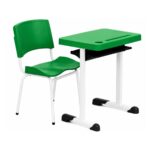 Conjunto Escolar Individual Adulto com Mesa e Cadeira Verde