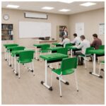 Conjunto Escolar Individual Adulto com Mesa e Cadeira Verde