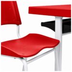 Conjunto Escolar Individual Adulto com Mesa e Cadeira Vermelho