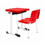 Conjunto Escolar Individual Adulto com Mesa e Cadeira Vermelho