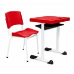 Conjunto Escolar Individual Adulto com Mesa e Cadeira Vermelho