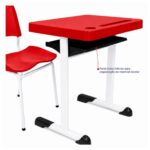 Conjunto Escolar Individual Adulto com Mesa e Cadeira Vermelho