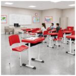 Conjunto Escolar Individual Adulto com Mesa e Cadeira Vermelho