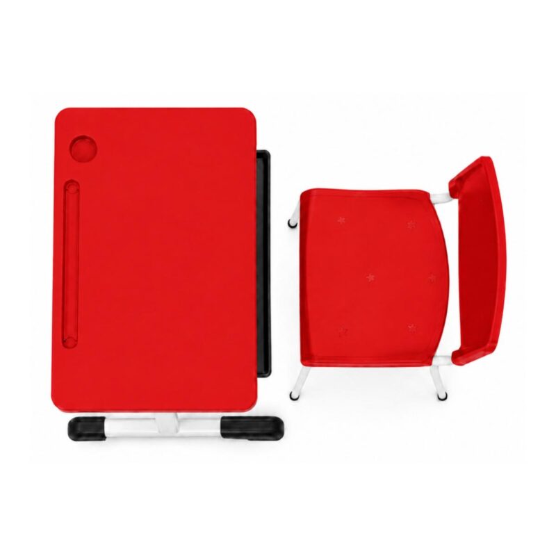 Conjunto Escolar Individual Adulto com Mesa e Cadeira Vermelho