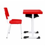 Conjunto Escolar Individual Adulto com Mesa e Cadeira Vermelho