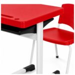Conjunto Escolar Individual Adulto com Mesa e Cadeira Vermelho