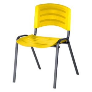 Cadeira Fixa Plástica 04 pés Cor Amarelo (Polipropileno) - Pollo Móveis - 31209