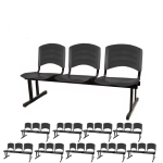 Kit 10 Cadeiras Longarinas PLÁSTICA 03 Lugares - Cor PRETO - REALPLAST - 33039 Kit 10 Cadeiras Longarinas PLÁSTICA 03 Lugares - Cor PRETO - REALPLAST - 33039