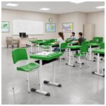 Conjunto Escolar Individual Adulto com Mesa e Cadeira Verde