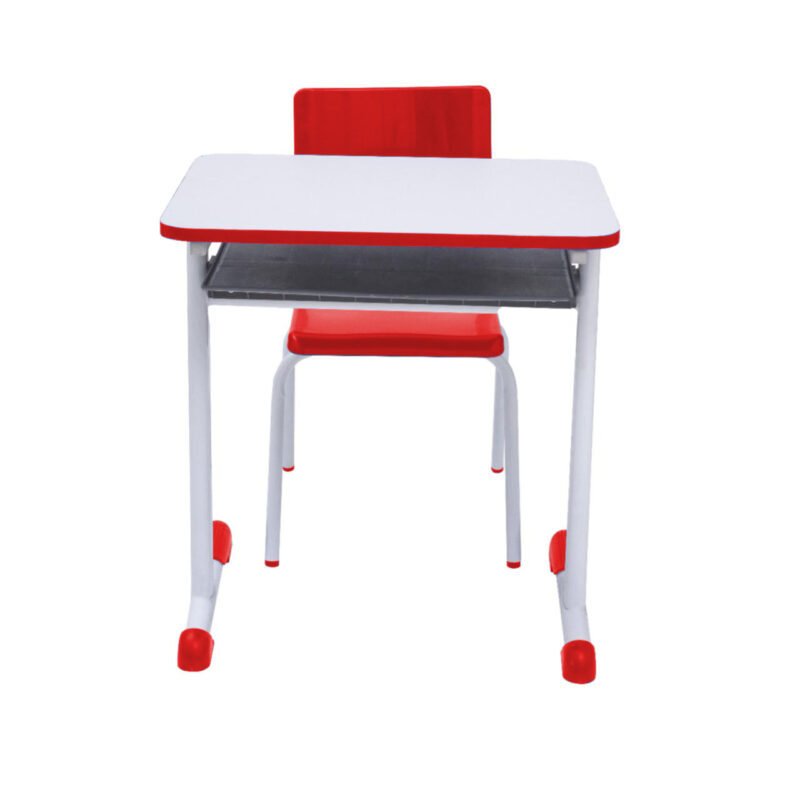 Kit Escolar Individual VERMELHO – (Mesa e Cadeira) – JUVENIL – MADEIRA - COR VERMELHO - 40092