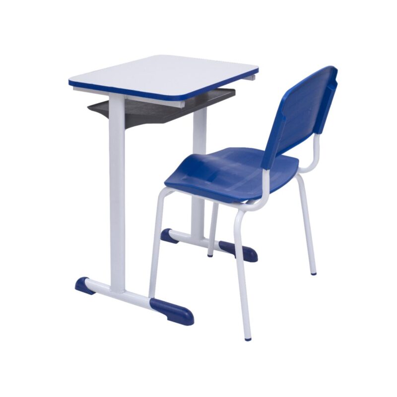 Kit Escolar Individual AZUL – (Mesa e Cadeira) – ADULTO – MADEIRA - COR AZUL - 40095