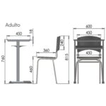 Kit Escolar Individual AMARELO – (Mesa e Cadeira) – ADULTO – MADEIRA - COR AMARELO - 40098