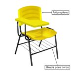 Cadeira Universitária Plástica com Prancheta PLÁSTICA - COR AMARELO - POLLO MÓVEIS - 34025
