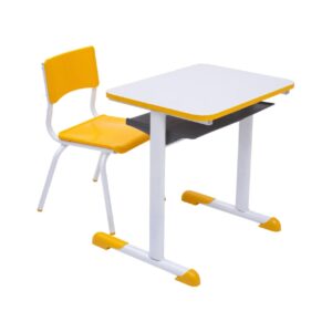 Kit Escolar Individual AMARELO – (Mesa e Cadeira) – JUVENIL – MDF - COR AMARELO - 40094