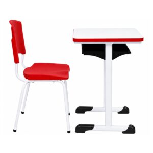 Conjunto Escolar Individual Adulto com Mesa e 1 Cadeira Vermelho