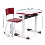 Conjunto Escolar Vermelho com Mesa e Cadeira 06 a 10 Anos