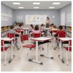 Conjunto Escolar Vermelho com Mesa e Cadeira 06 a 10 Anos