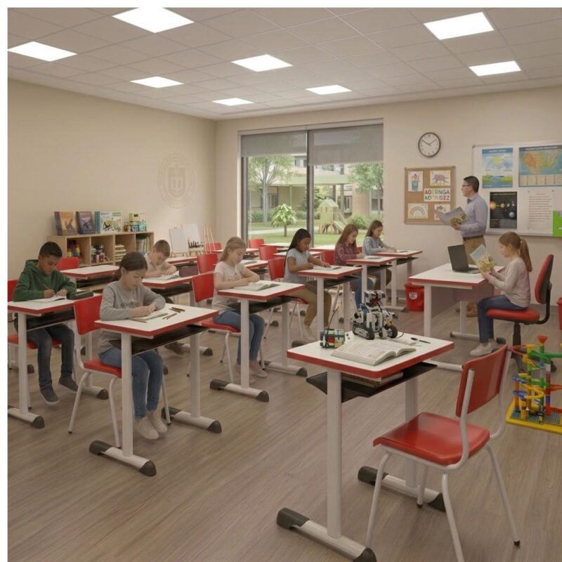 Conjunto Escolar Vermelho com Mesa e Cadeira 06 a 10 Anos