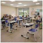 Conjunto Escolar Azul com Mesa e Cadeira 06 a 10 Anos