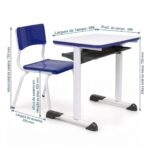 Conjunto Escolar Azul com Mesa e Cadeira 06 a 10 Anos