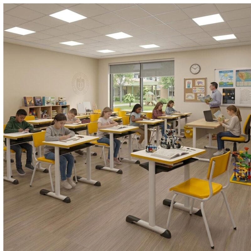 Conjunto Escolar Amarelo com Mesa e Cadeira 06 a 10 Anos