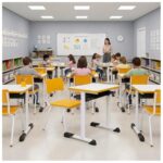 Conjunto Escolar Amarelo com Mesa e Cadeira 06 a 10 Anos