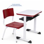 Conjunto Escolar Vermelho com Mesa e Cadeira 06 a 10 Anos