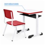 Conjunto Escolar Vermelho com Mesa e Cadeira 06 a 10 Anos