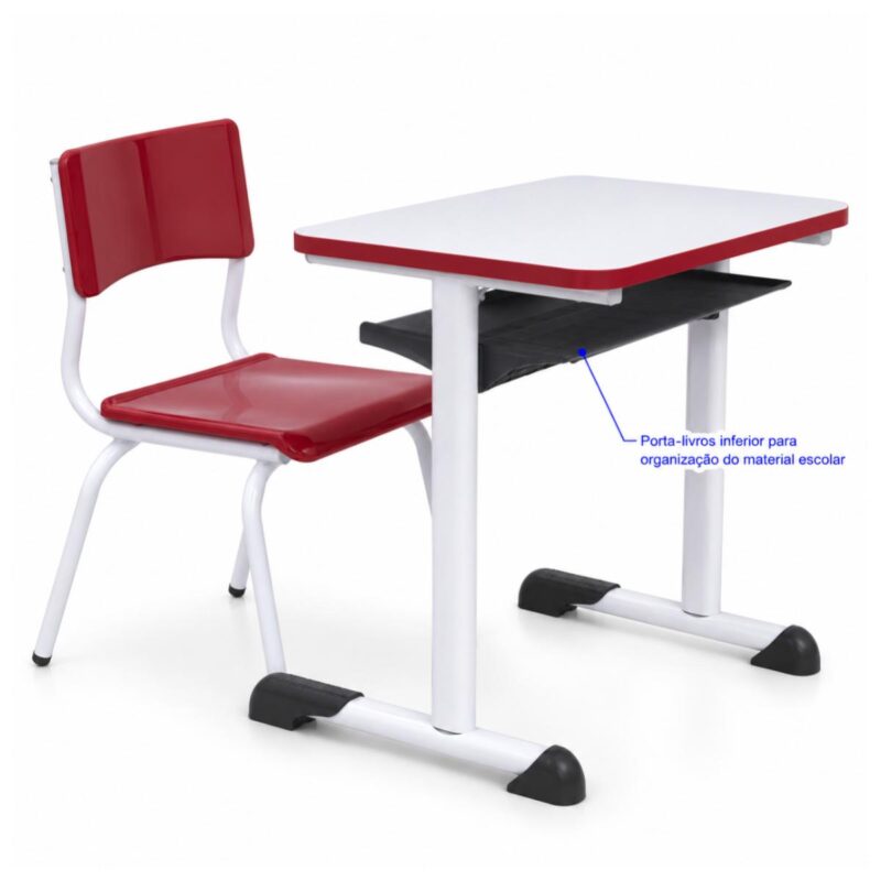 Conjunto Escolar Vermelho com Mesa e Cadeira 06 a 10 Anos