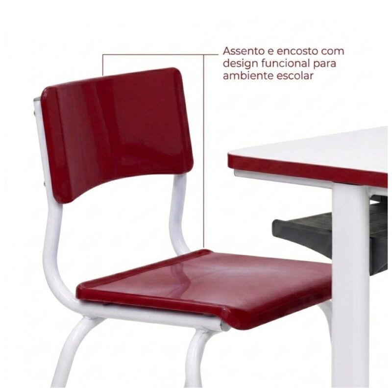 Conjunto Escolar Vermelho com Mesa e Cadeira 06 a 10 Anos