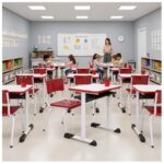 Conjunto Escolar Vermelho com Mesa e Cadeira 03 a 06 Anos