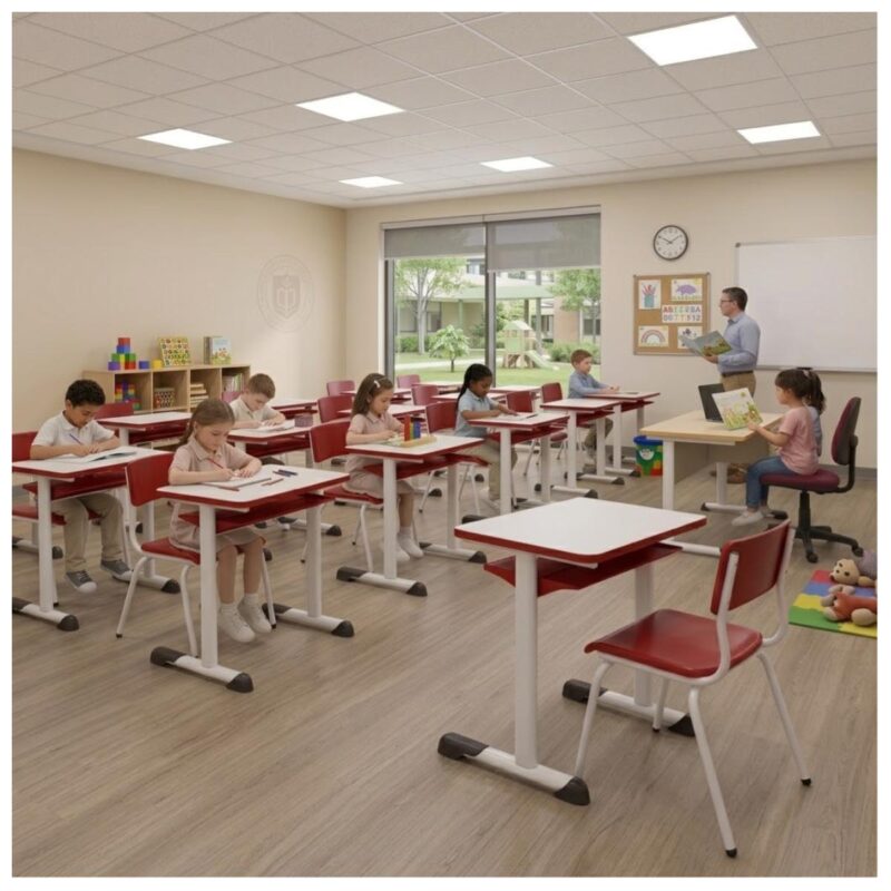 Conjunto Escolar Vermelho com Mesa e Cadeira 03 a 06 Anos