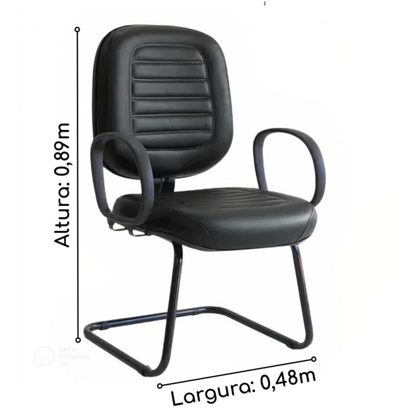 Cadeira DIRETOR COSTURADA Base em "S" Preta c/ Braço Corsa - POLLO MÓVEIS - 30300