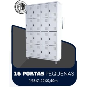 Armário Roupeiro de Aço c/ 16 Portas PEQUENAS - 1,95x1,25x0,40m - SA - CZ/CZ - 14000