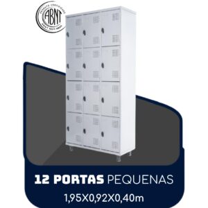 Armário Roupeiro de Aço c/ 12 Portas PEQUENAS - 1,95x0,92x0,40m - SA - CZ/CZ - 14001