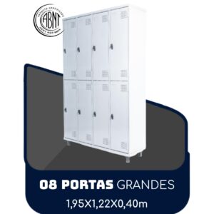 Armário Roupeiro de Aço c/ 08 Portas GRANDES - 1,95x1,22x0,40m - SA - CZ/CZ - 14003