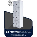 Armário Roupeiro de Aço c/ 08 Portas PEQUENAS - 1,95x0,62x0,40m - SA - CZ/CZ - 14002