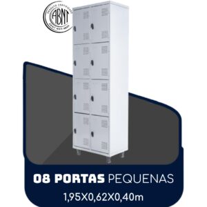 Armário Roupeiro de Aço c/ 08 Portas PEQUENAS - 1,95x0,62x0,40m - SA - CZ/CZ - 14002