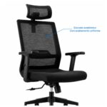 Cadeira de Escritório Cadeira Presidente Ergonômica com Apoio de Cabeça — Preta