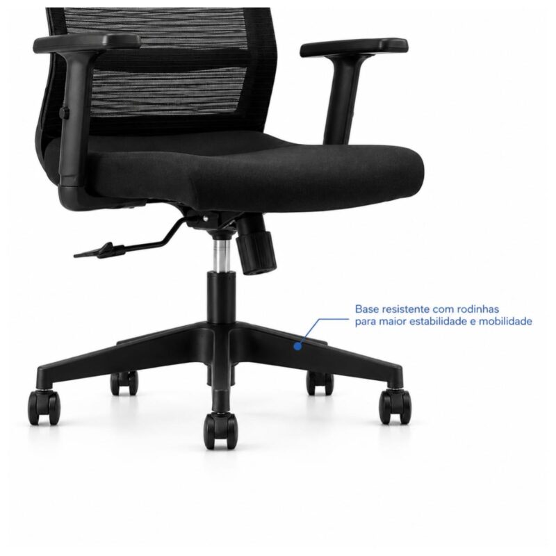 Cadeira de Escritório Cadeira Presidente Ergonômica com Apoio de Cabeça — Preta