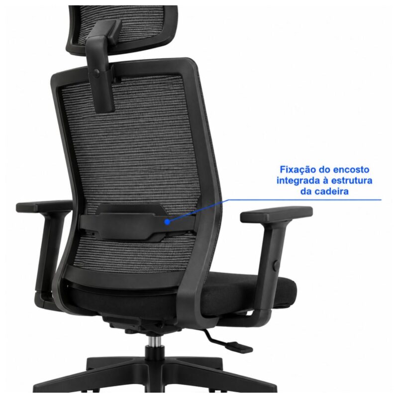 Cadeira de Escritório Cadeira Presidente Ergonômica com Apoio de Cabeça — Preta