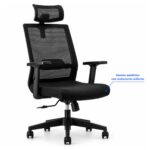 Cadeira de Escritório Cadeira Presidente Ergonômica com Apoio de Cabeça — Preta